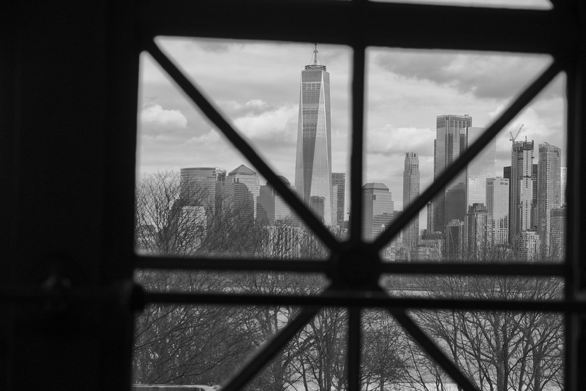 Manhattan Skyline from Ellis Island Registration Hall